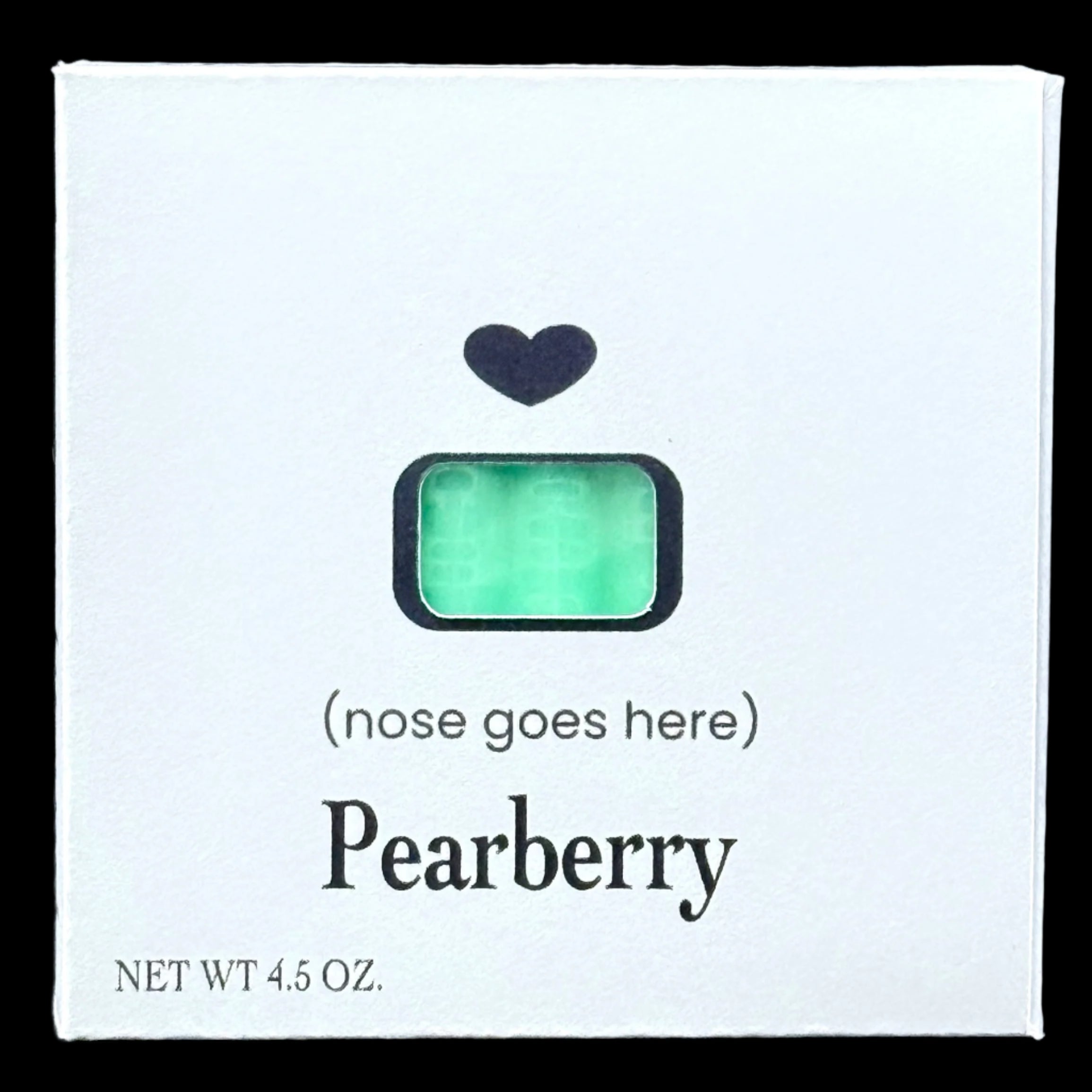 Pearberry product packaging with a heart symbol and text on a white background